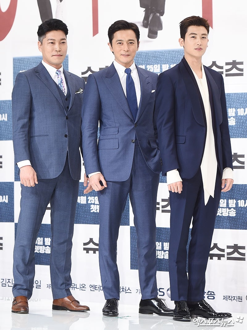 Jang Dong-gun, Choi Gwi-hwa, and Park Hyung-sik at an event for Syucheu (2018)