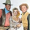 Kirk Douglas, John Wayne, and Joanna Barnes in The War Wagon (1967)