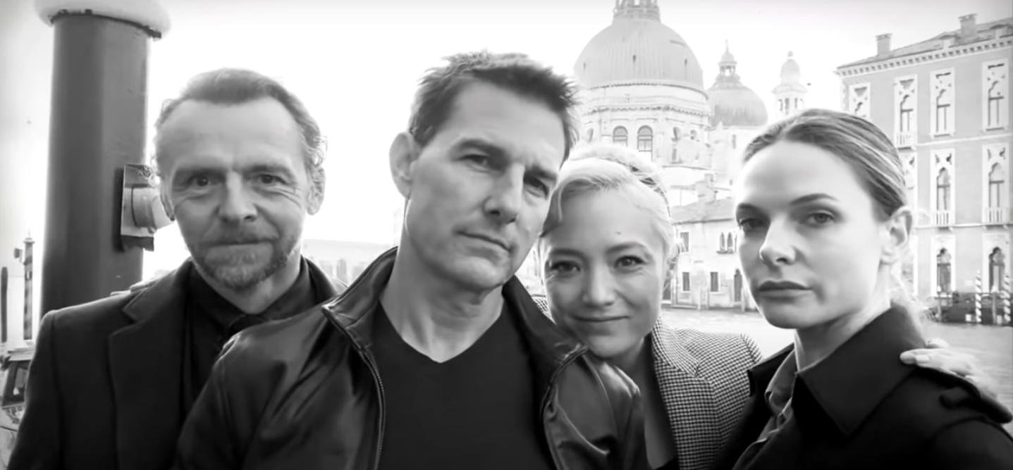 Tom Cruise, Rebecca Ferguson, Simon Pegg, and Pom Klementieff in Au Revoir, Chris Hemsworth (2020)