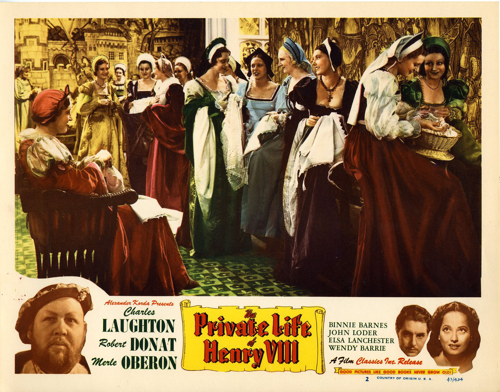 Charles Laughton, Robert Donat, Annie Esmond, Judy Kelly, Merle Oberon, and Lady Tree in The Private Life of Henry VIII (1933)