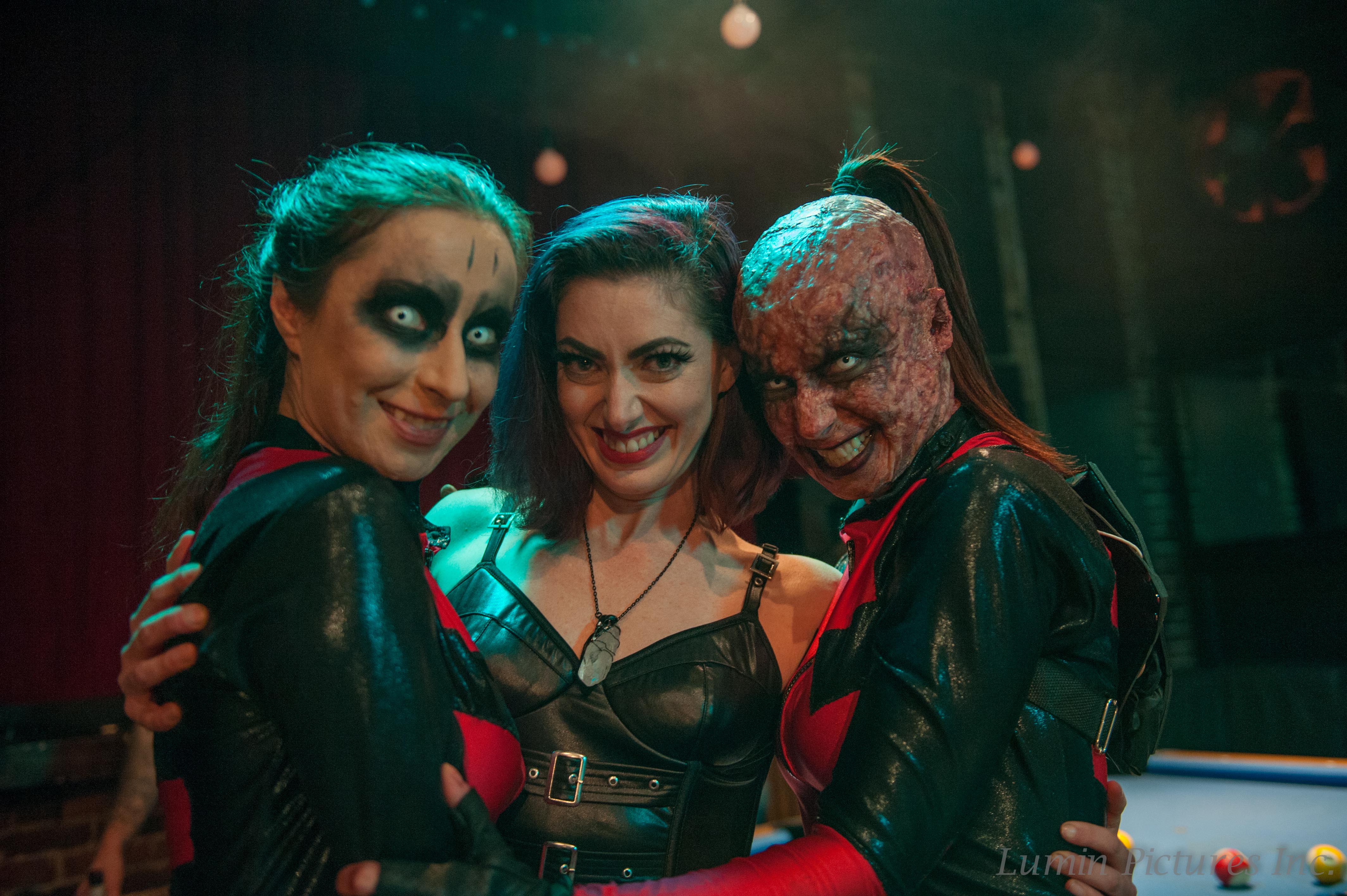 Tristan Risk, Sylvia Soska, and Jen Soska in WiH Massive Blood Drive PSA Twinpool (2018)