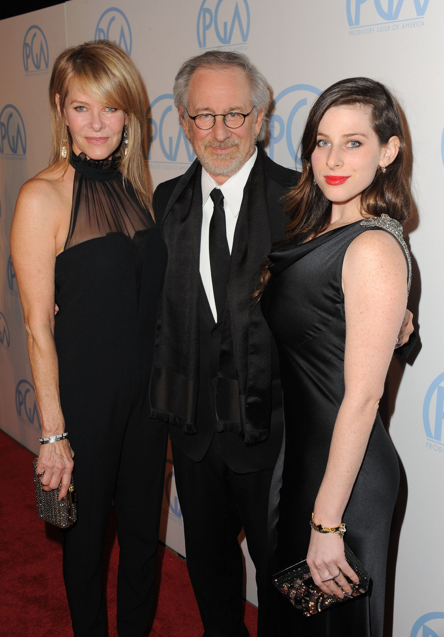 Steven Spielberg, Kate Capshaw, and Sasha Spielberg