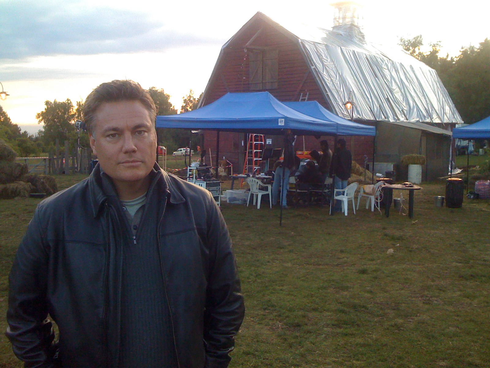 Rob Burnett on the set of THE HILLS RUN RED outside of Sophia, Bulgaria, June, 2008.