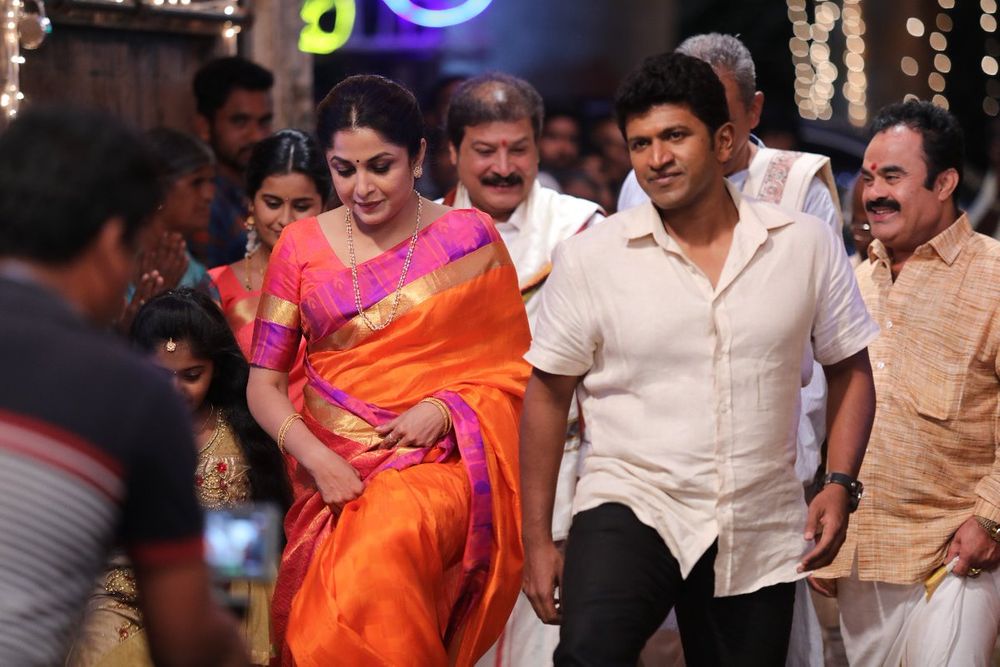 Ramya Krishnan and Puneeth Rajkumar in Anjaniputra (2017)