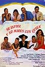 Ana Belén, Bibiana Fernández, José Luis Fernández 'Pirri', Verónica Forqué, Chus Lampreave, Carmen Maura, Guillermo Montesinos, Santiago Ramos, and Antonio Resines in Sé infiel y no mires con quién (1985)