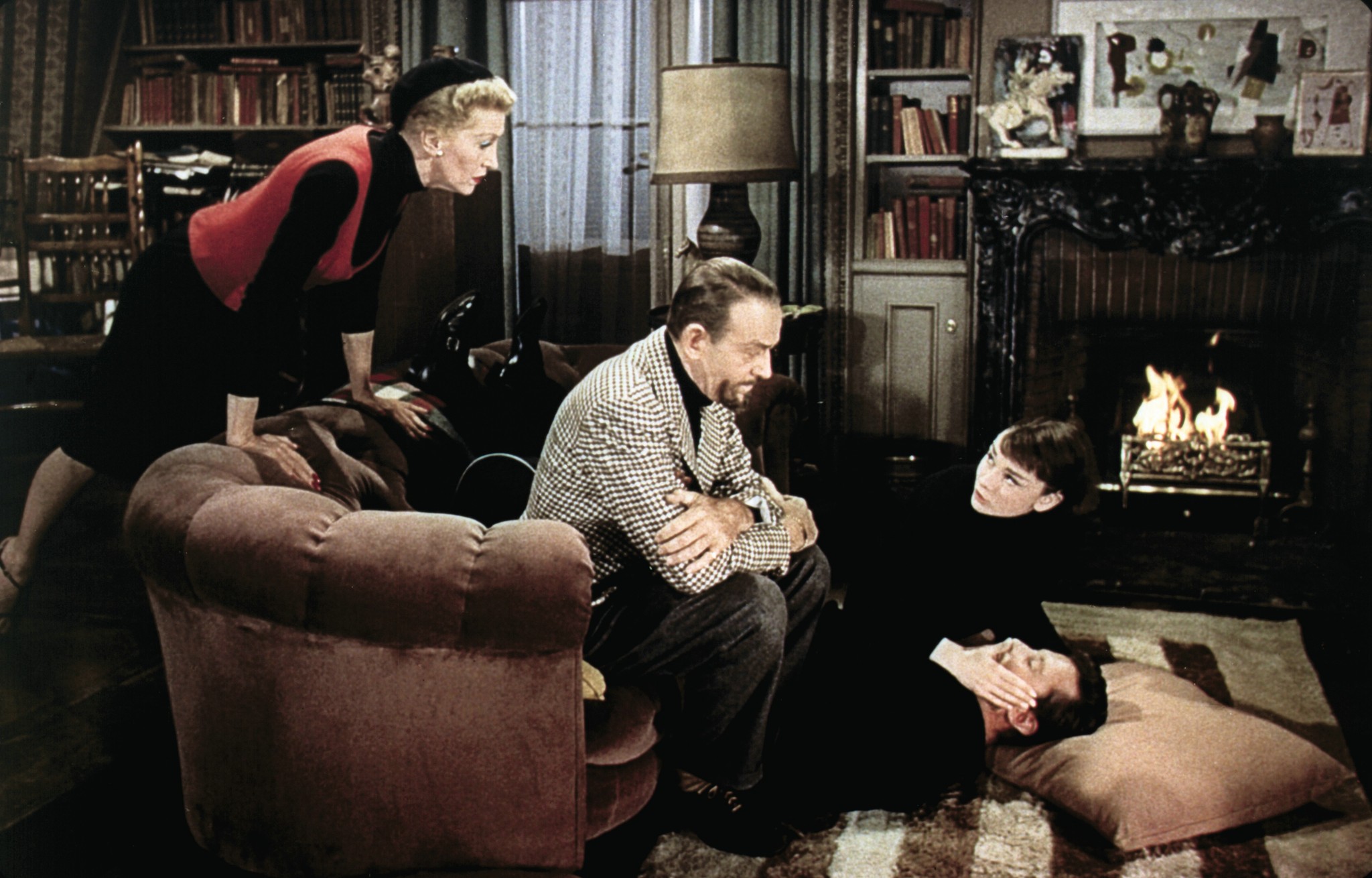 Fred Astaire, Audrey Hepburn, Michel Auclair, and Kay Thompson in Khuôn Mặt Hài Hước (1957)