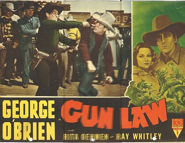 Ward Bond, Herman Hack, George O'Brien, and Rita Oehmen in Gun Law (1938)