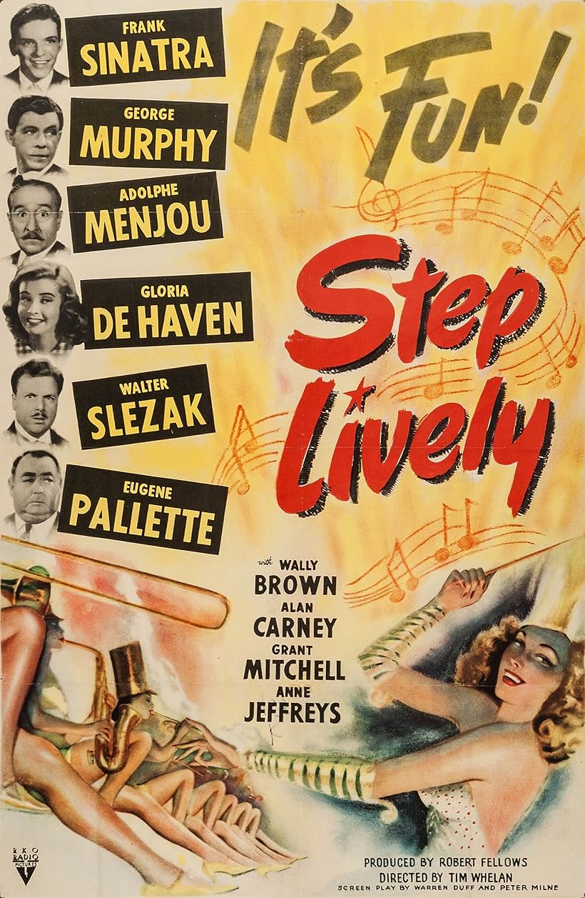 Frank Sinatra, Gloria DeHaven, Adolphe Menjou, George Murphy, Eugene Pallette, and Walter Slezak in Step Lively (1944)