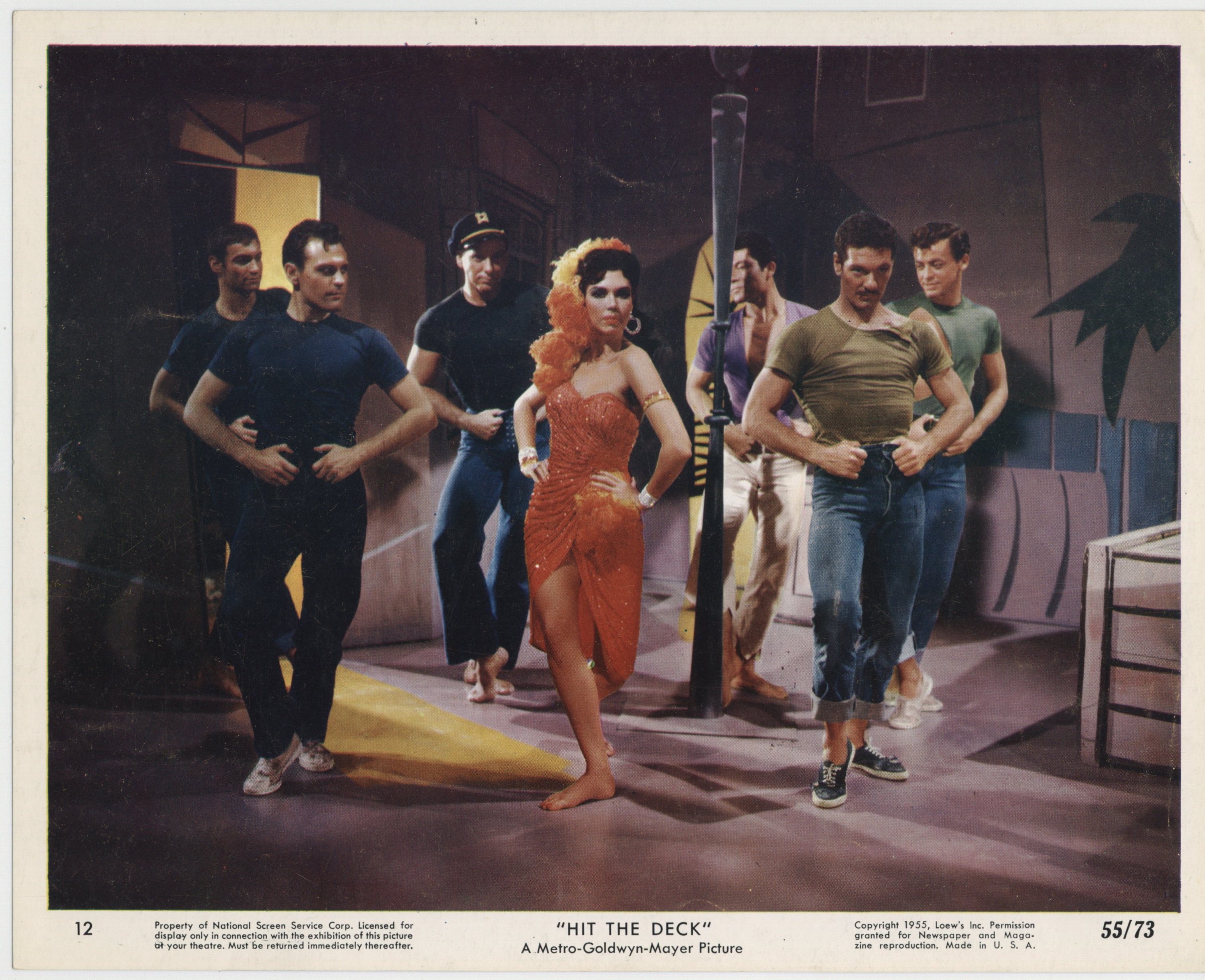 Buddy Bryan, Bert May, Arthur Mendez, Ann Miller, Frank Radcliffe, Frank Reynolds, and Roy Palmer in Hit the Deck (1955)