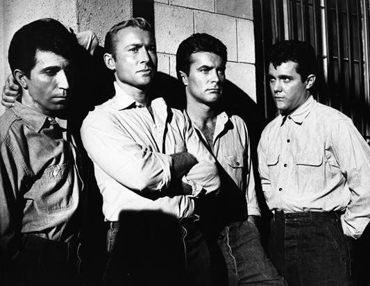 Robert Conrad, Nick Adams, John Ashley, and Dan Terranova in Young Dillinger (1965)