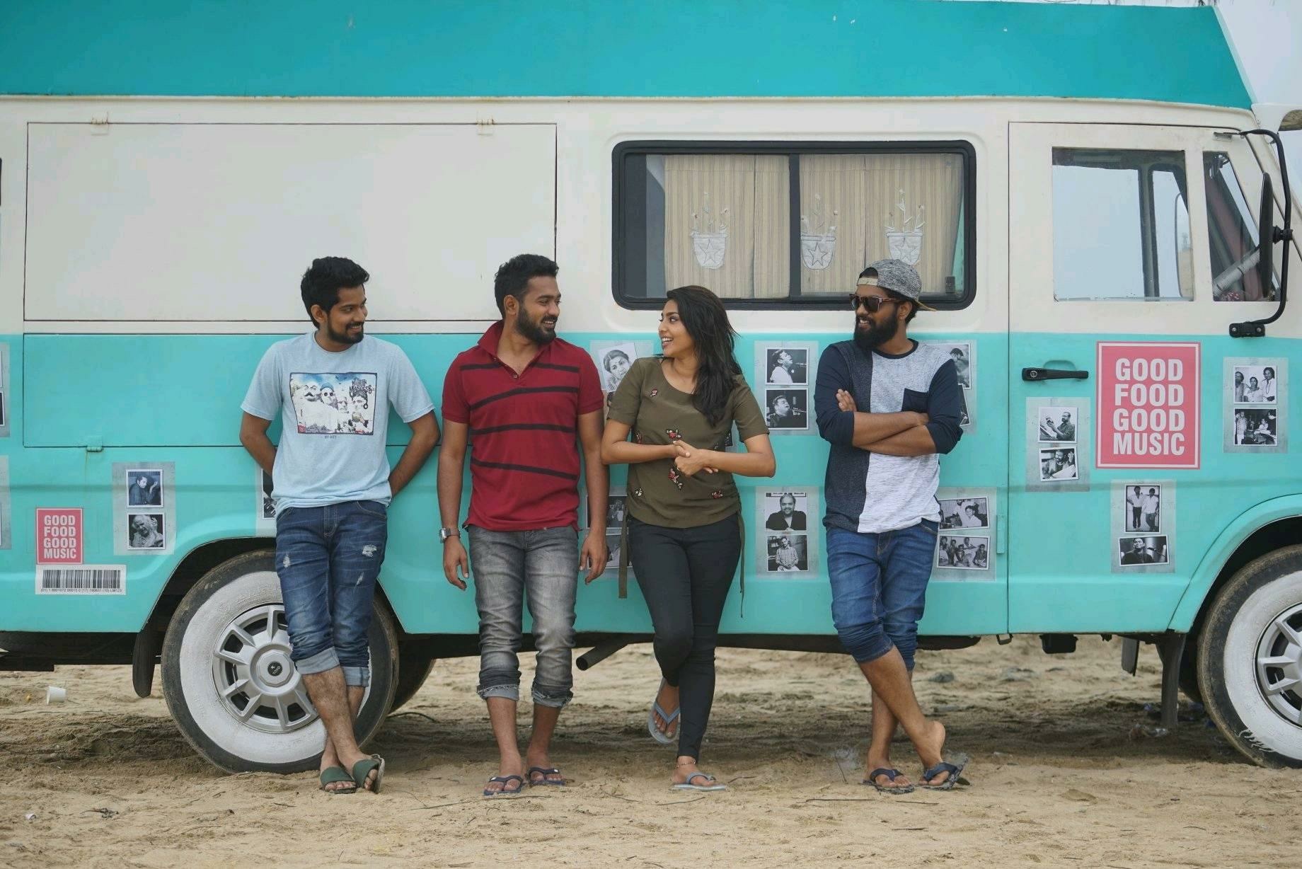 Joseph Annamkutty Jose, Asif Ali, Balu Varghese, and Aishwarya Lekshmi in Vijay Superum Pournamiyum (2019)