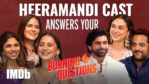 'Heeramandi: The Diamond Bazaar' stars Aditi Rao Hydari, Sharmin Segal, Sanjeeda Sheikh, Taha Shah Badussha, Richa Chadha, and Fardeen Khan discuss their latest series on IMDb's Burning Questions. Sanjay Leela Bhansali's cast talks about their challenges, the most fun moments on set, and their friendships during the making of Heeramandi. They also share some behind-the-scenes secrets about Sanjay Leela Bhansali and each other, as well as anecdotes from the making of Heeramandi. Check out the video to learn more about Heeramandi: The Diamond Bazaar and its people!