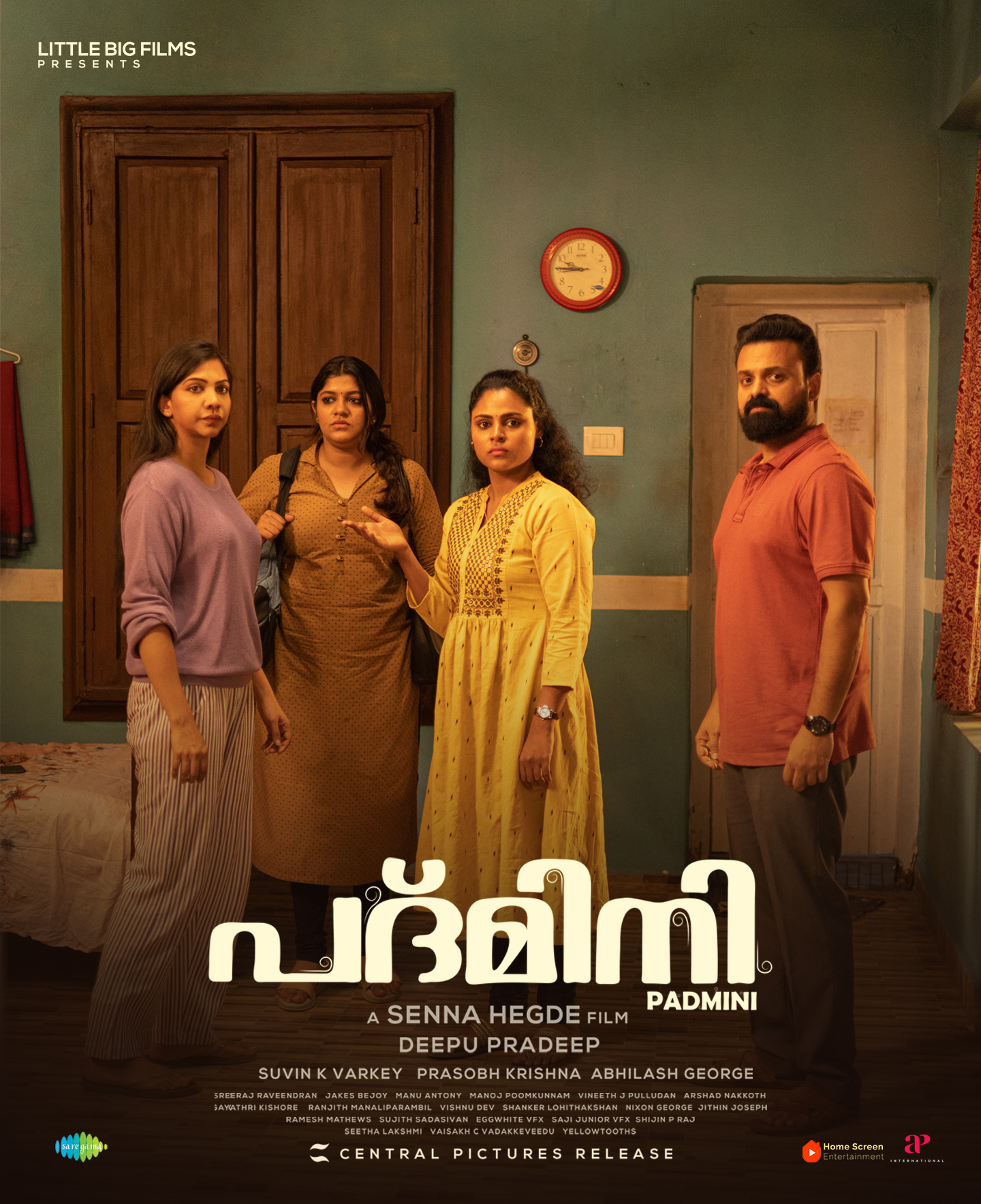 Kunchacko Boban, Vincy Aloshious, Madonna Sebastian, and Aparna Balamurali in Padmini (2023)