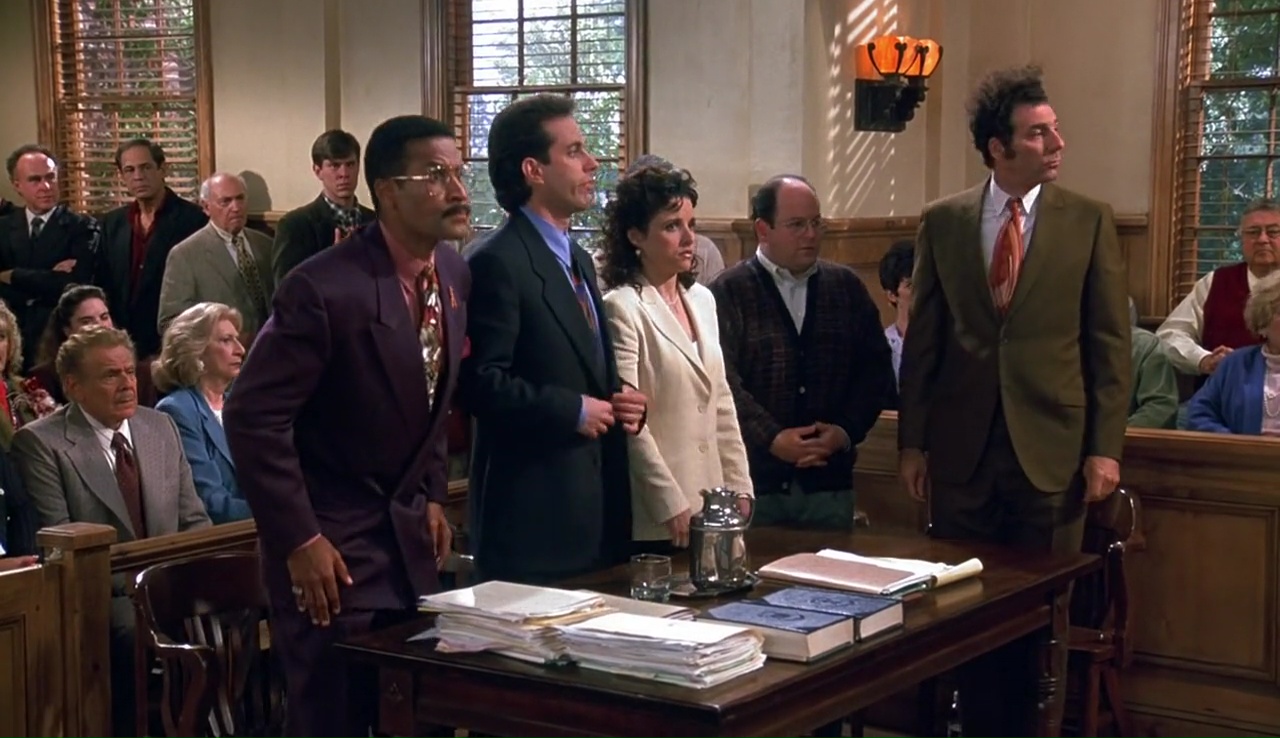 Julia Louis-Dreyfus, Jerry Seinfeld, Jason Alexander, Jerry Stiller, Phil Morris, Michael Richards, and Liz Sheridan in Seinfeld Và Những Người Bạn (1989)