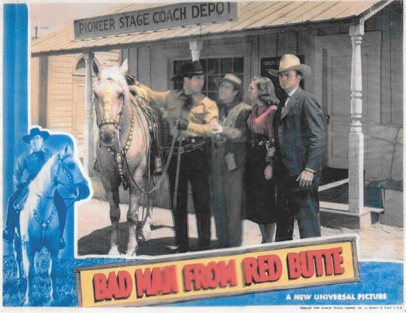 Bob Baker, Johnny Mack Brown, Anne Gwynne, and Fuzzy Knight in Bad Man from Red Butte (1940)