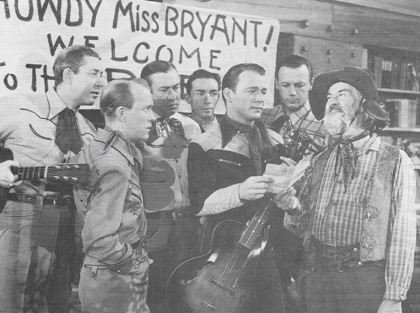 Roy Rogers, Ken Carson, Hugh Farr, Karl Farr, George 'Gabby' Hayes, Bob Nolan, Sons of the Pioneers, and Tim Spencer in Utah (1945)