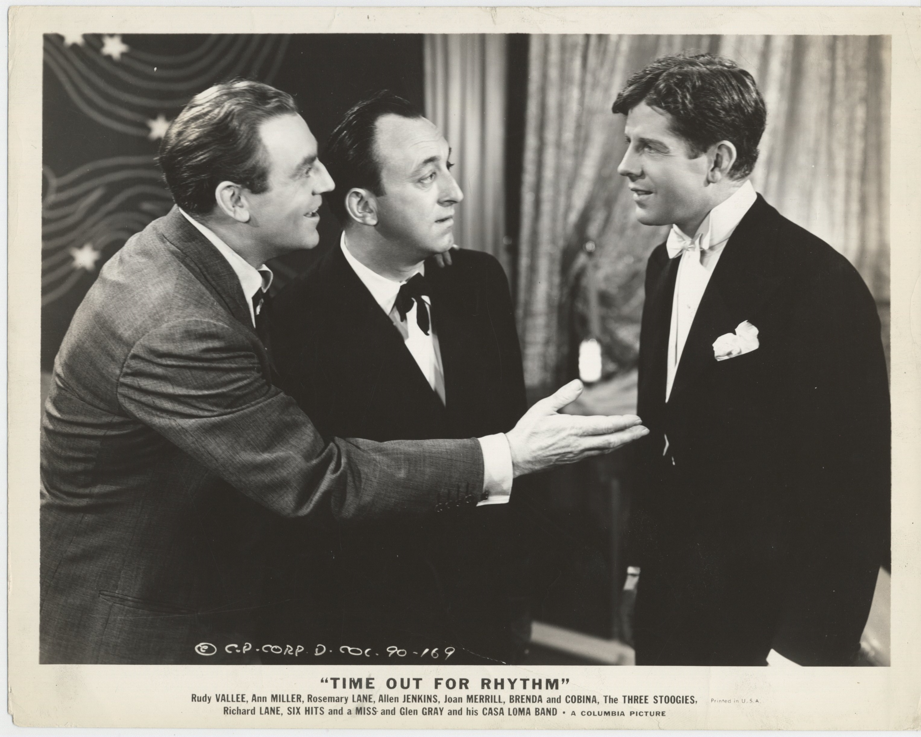 Allen Jenkins, Richard Lane, and Rudy Vallee in Time Out for Rhythm (1941)