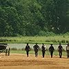 Ethan Hawke, Denzel Washington, Vincent D'Onofrio, Lee Byung-hun, Chris Pratt, Manuel Garcia-Rulfo, and Martin Sensmeier in The Magnificent Seven (2016)