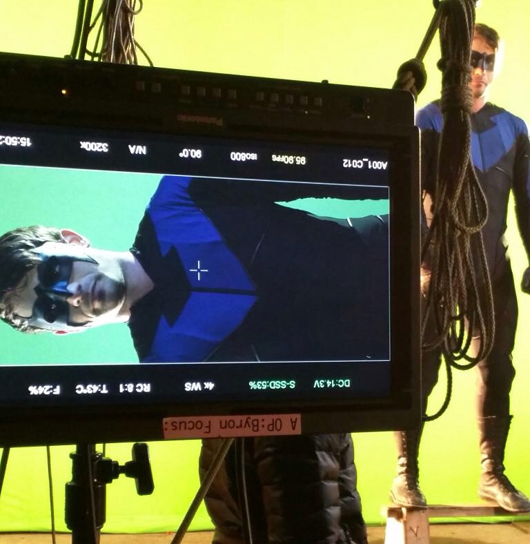 On set of 'Nightwing: The Darkest Knight'