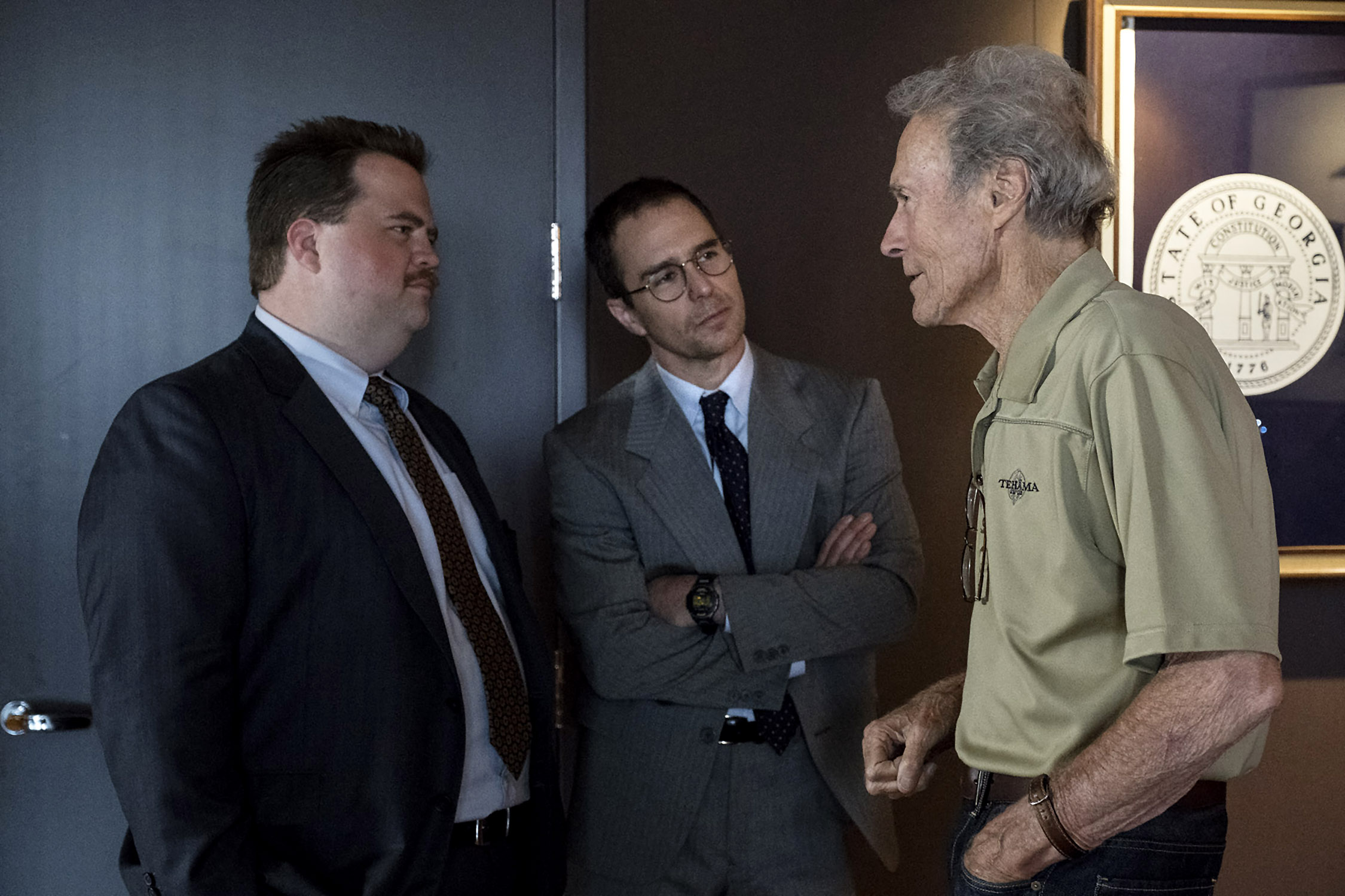 Clint Eastwood, Sam Rockwell, and Paul Walter Hauser in Anh Hùng Richard Jewell (2019)