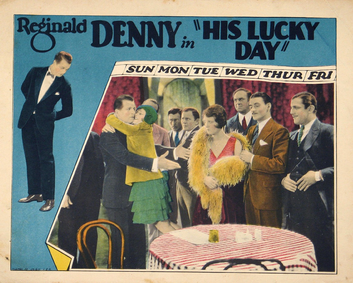 Walter Brennan, Harvey Clark, Reginald Denny, Lorayne Duval, Cissy Fitzgerald, Tom O'Brien, and Eddie Phillips in His Lucky Day (1929)