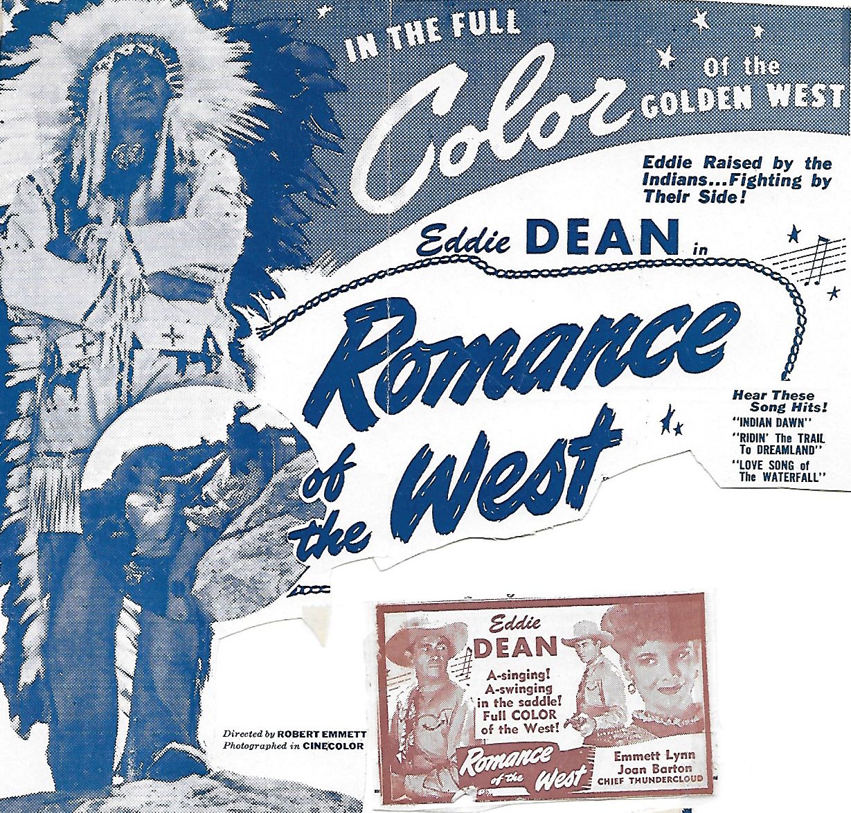 Gene Alsace, Joan Barton, Eddie Dean, and Chief Thundercloud in Romance of the West (1946)