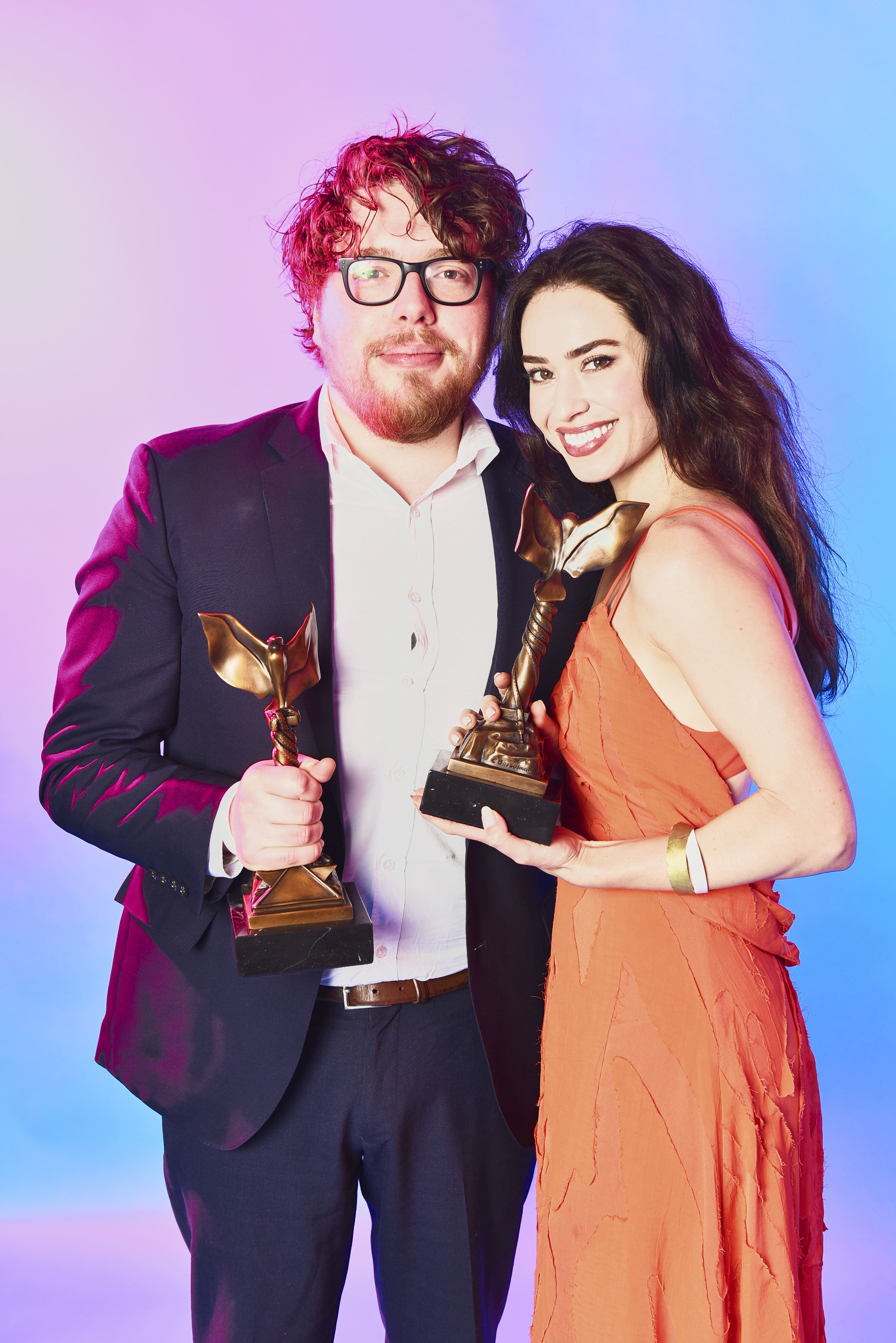 Michael Sarnoski (/name/nm3968825) and Vanessa Block (/name/nm10324382) at The IMDb Portrait Studio at the 2022 Film Independent Spirit Awards