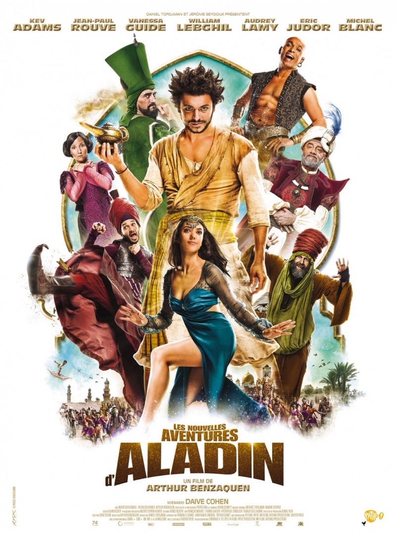 Michel Blanc, Eric Judor, Jean-Paul Rouve, Kev Adams, Audrey Lamy, Arthur Benzaquen, Vanessa Guide, and William Lebghil in Aladdin Va 1001 Thu (2015)