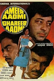 Zeenat Aman, Amjad Khan, Shatrughan Sinha, and Imtiaz Khan in Ameer Aadmi Ghareeb Aadmi (1985)