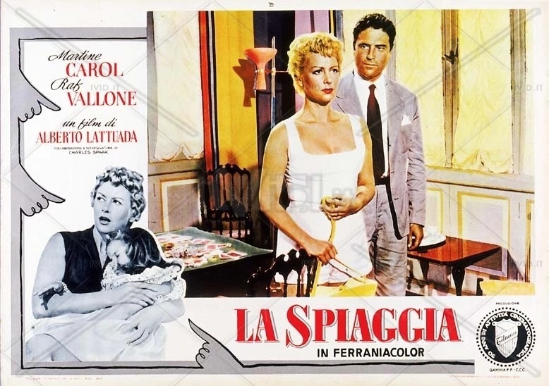 Martine Carol and Raf Vallone in La spiaggia (1954)