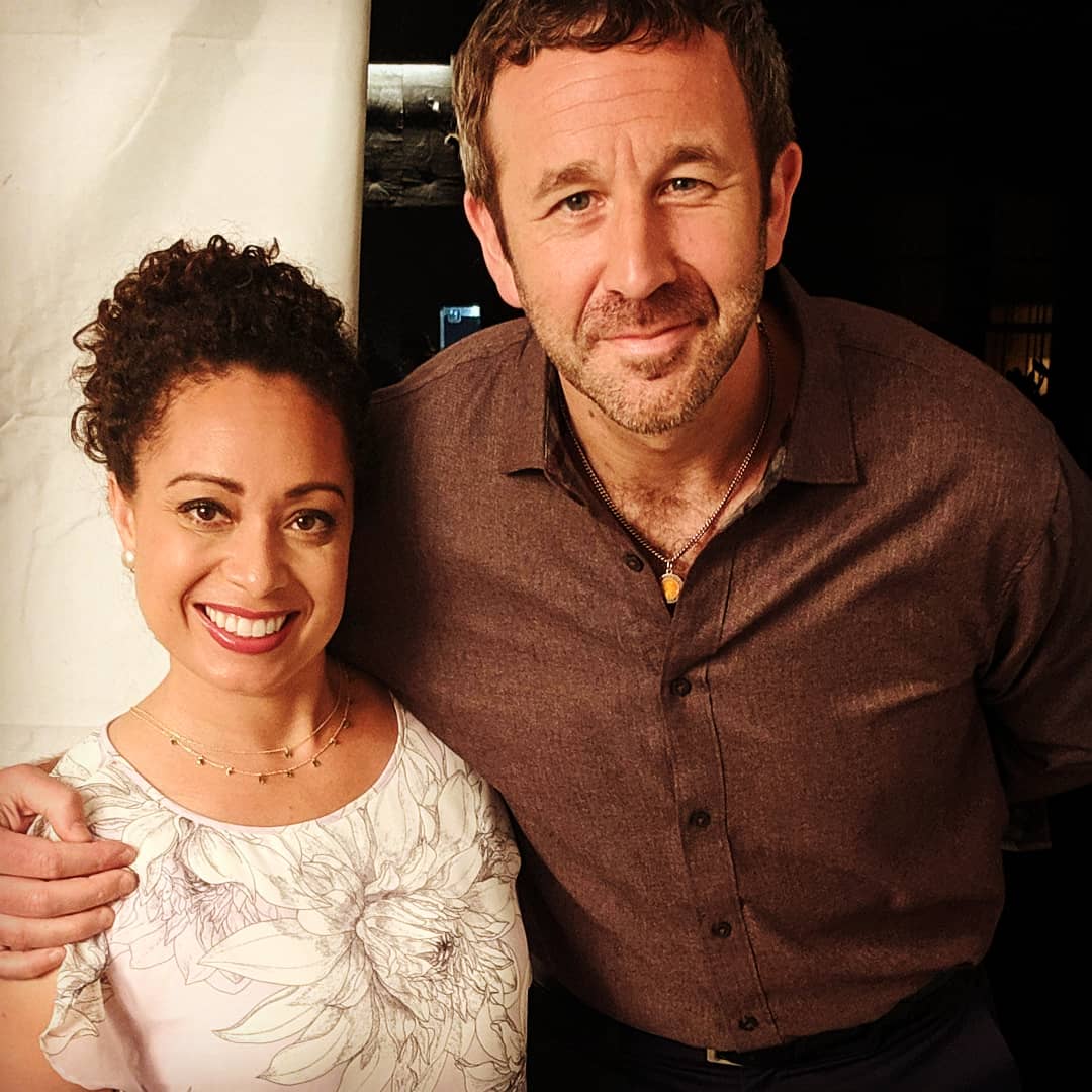 Nicole with Chris O'Dowd on the set of Get Shorty