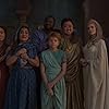 Salma Hayek, Angelina Jolie, Ma Dong-seok, Brian Tyree Henry, Kumail Nanjiani, Lauren Ridloff, Barry Keoghan, and Zain Al Rafeea in Eternals (2021)