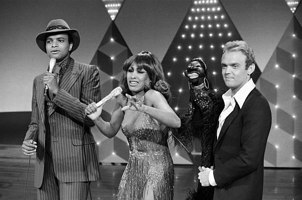 Wayland Flowers, Ben Powers, and Tina Turner in Laugh-In (1977)