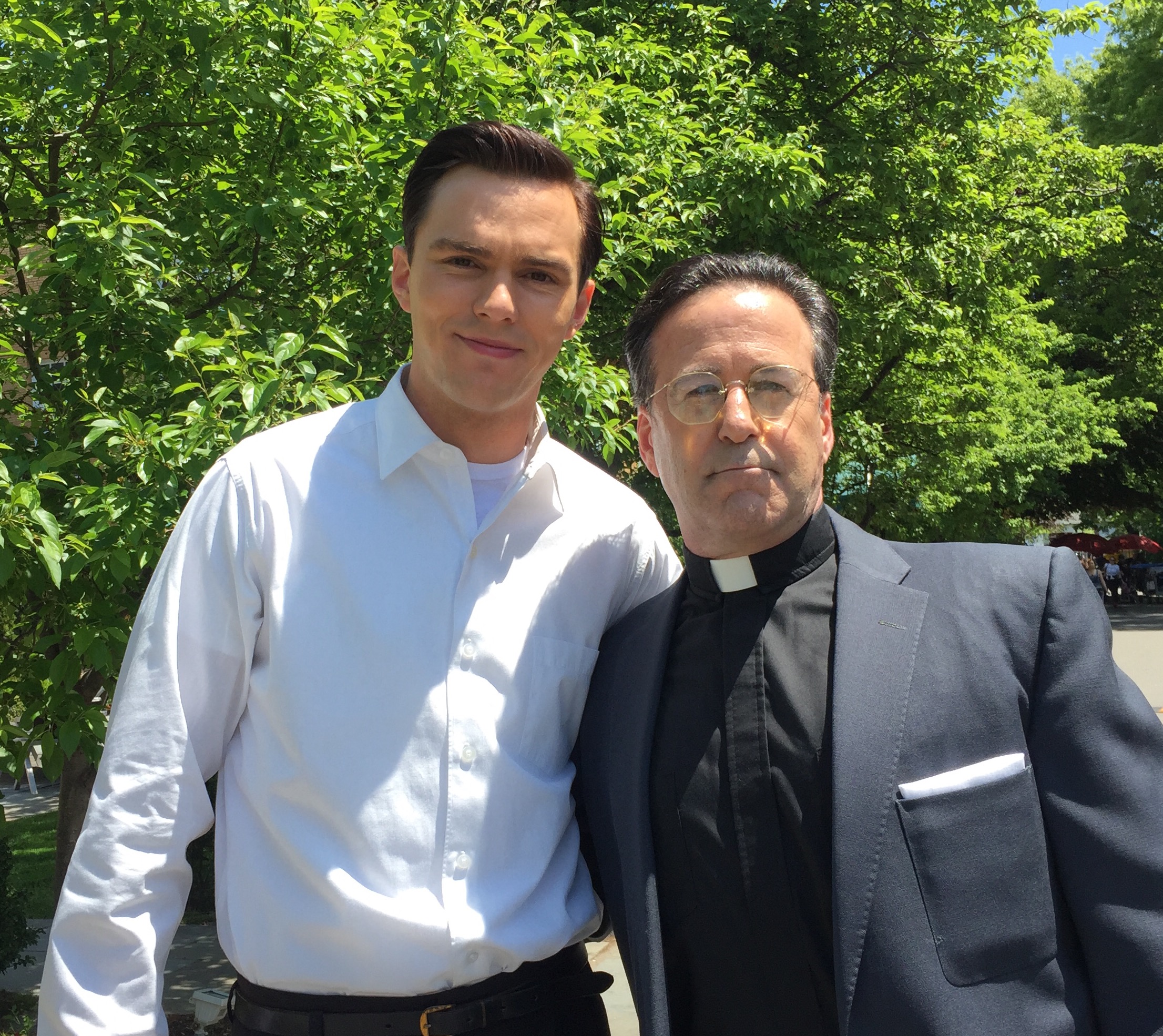 Ron Fassler and Nicholas Hoult on the set of "Rebel in the Rye."