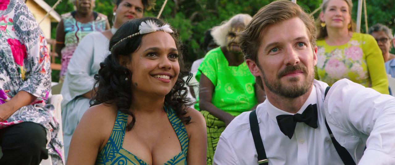 Gwilym Lee and Miranda Tapsell in Top End Wedding (2019)