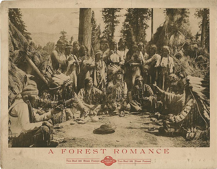 Mona Darkfeather, J. Gunnis Davis, Artie Ortego, Harry Schumm, and Harry von Meter in A Forest Romance (1913)