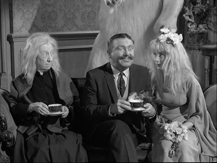 Marie Blake, Carolyn Jones, and Robert Nichols in The Addams Family (1964)