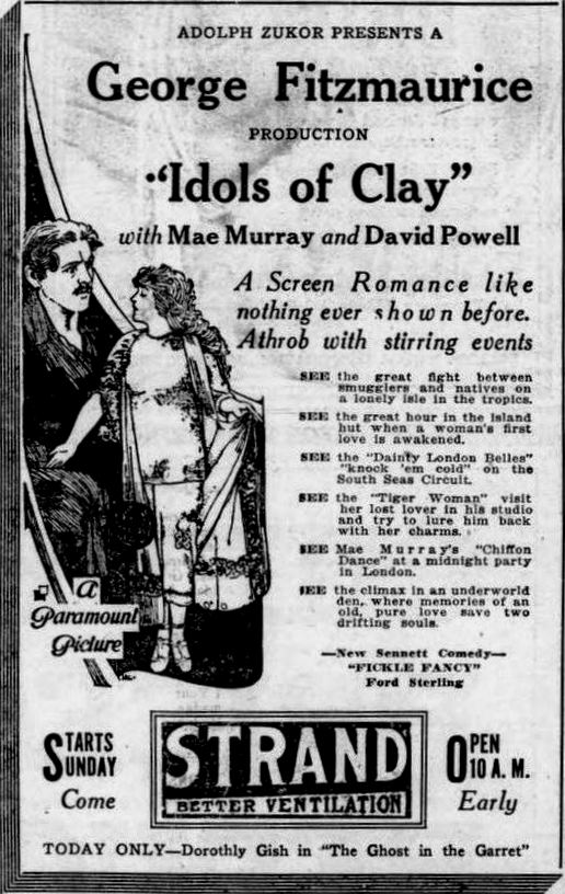 Mae Murray and David Powell in Idols of Clay (1920)