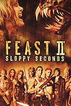 Diane Ayala Goldner, Clu Gulager, Tom Gulager, Martin Klebba, Johanna Putnam, Cassie Shea Watson, and Chelsea Richards in Feast II: Sloppy Seconds (2008)