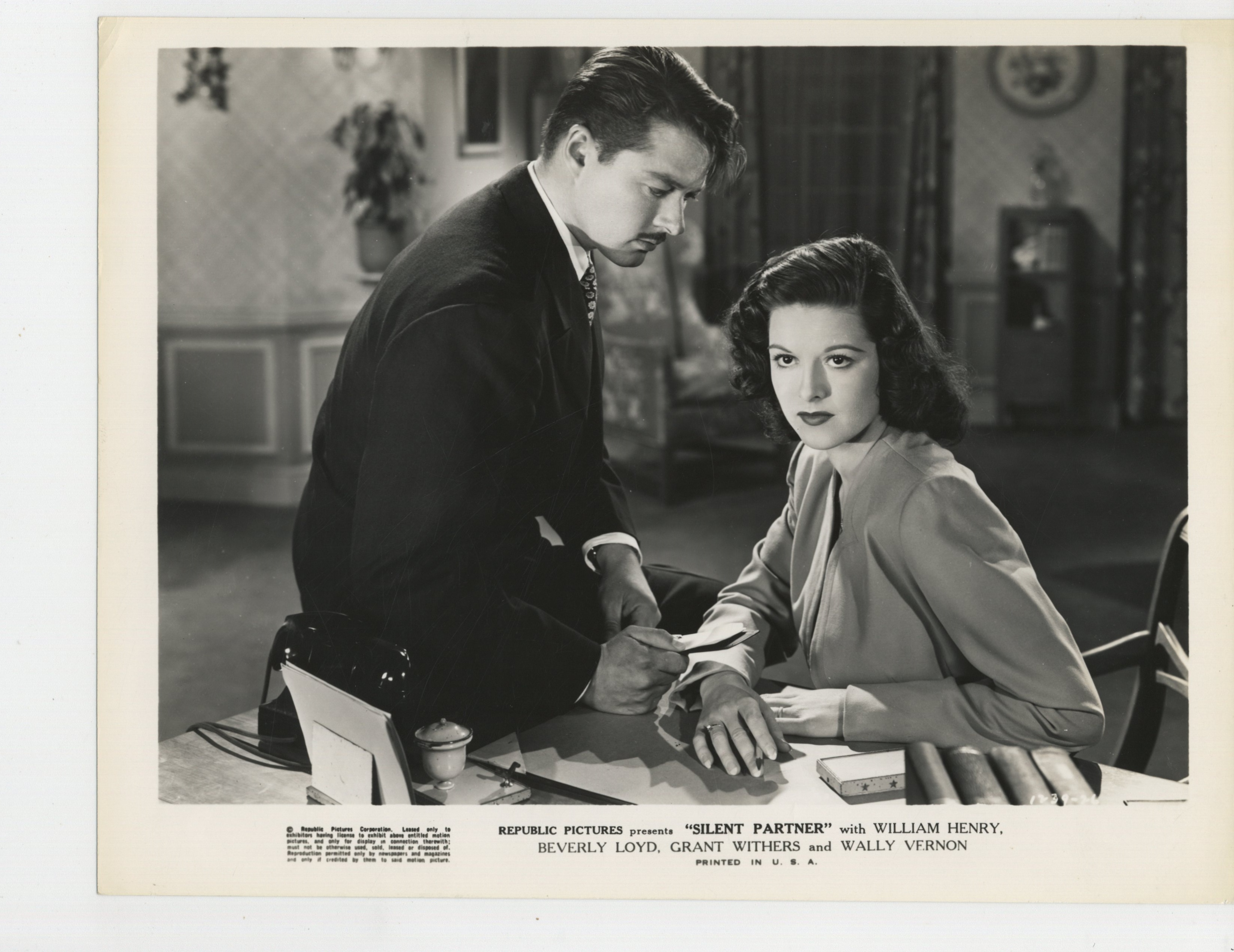 William Henry and Beverly Lloyd in Silent Partner (1944)