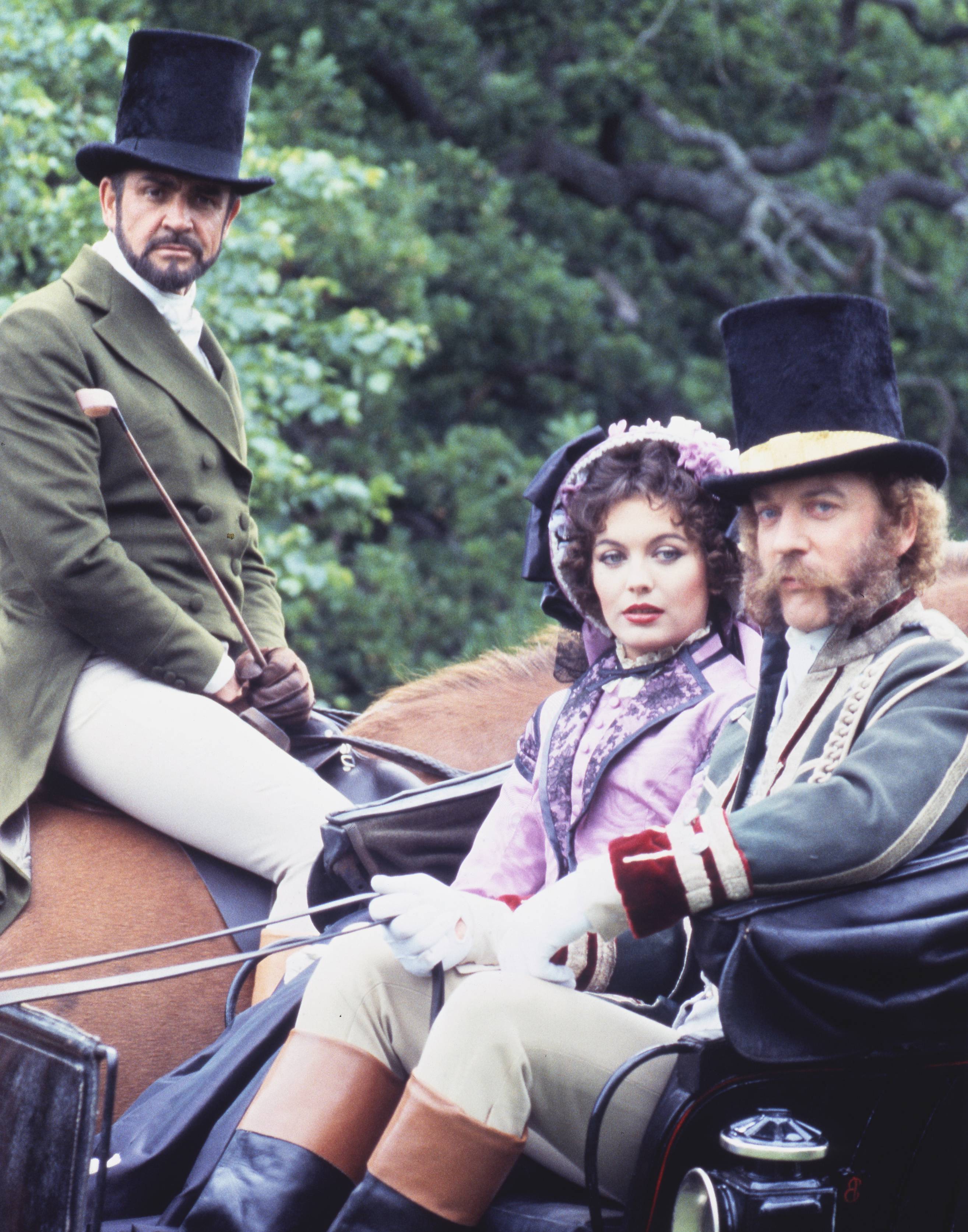 Sean Connery, Michael Crichton, Donald Sutherland, Lesley-Anne Down, and Pierce in The First Great Train Robbery (1978)