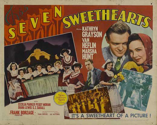 Kathryn Grayson, Marsha Hunt, Peggy Moran, Dorothy Morris, Cecilia Parker, Frances Raeburn, and Frances Rafferty in Seven Sweethearts (1942)