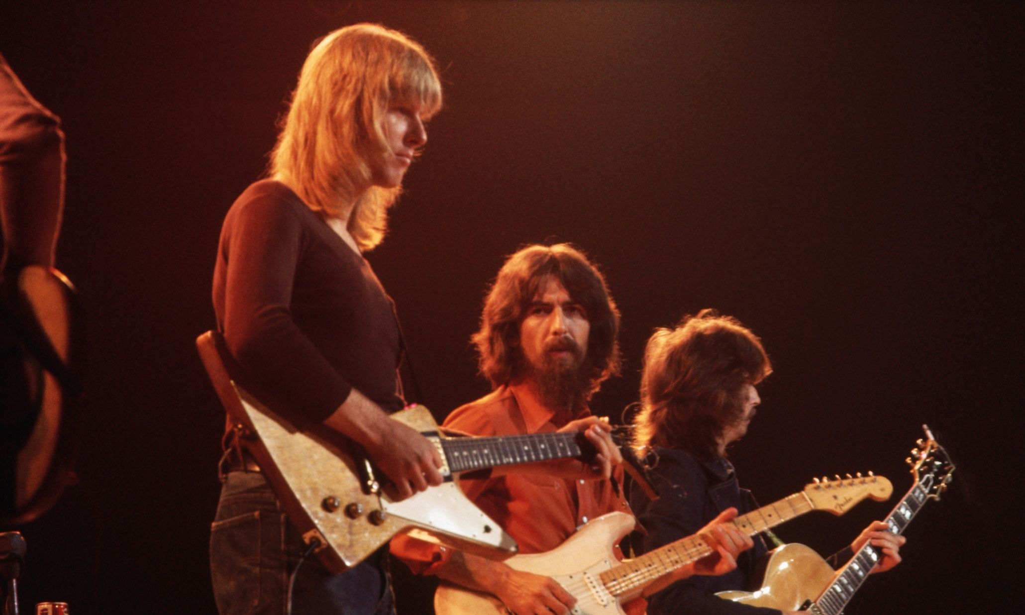 Eric Clapton, George Harrison, and Don Preston in The Concert for Bangladesh (1972)