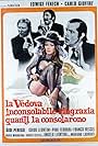 Edwige Fenech, Pino Ferrara, Carlo Giuffrè, and Guido Leontini in La vedova inconsolabile ringrazia quanti la consolarono (1973)