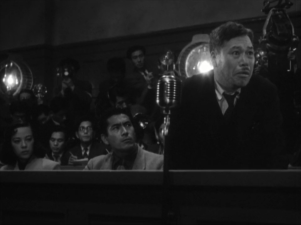 Toshirô Mifune, Takashi Shimura, and Shirley Yamaguchi in Shûbun (1950)