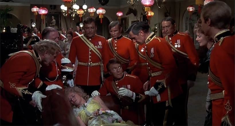 Richard Attenborough, Christopher Plummer, Michael York, Trevor Howard, Stacy Keach, Michael Culver, and Susannah York in Conduct Unbecoming (1975)