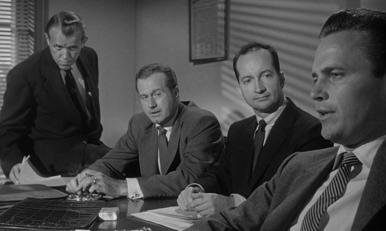 Robert Cornthwaite, Ralph Meeker, and James Seay in Kiss Me Deadly (1955)