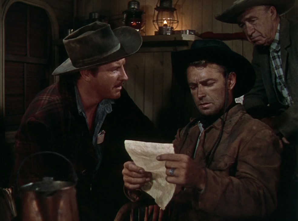 Alan Ladd, J. Farrell MacDonald, and Robert Preston in Whispering Smith (1948)