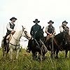 Ethan Hawke, Denzel Washington, Vincent D'Onofrio, Lee Byung-hun, Chris Pratt, Manuel Garcia-Rulfo, and Martin Sensmeier in The Magnificent Seven (2016)